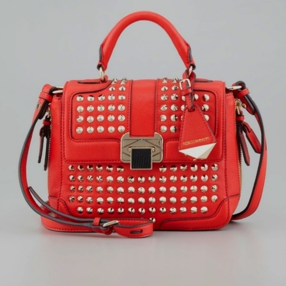 Rebecca Minkoff Elle Red Gold Mini Leather Stud - Picture 2 of 13